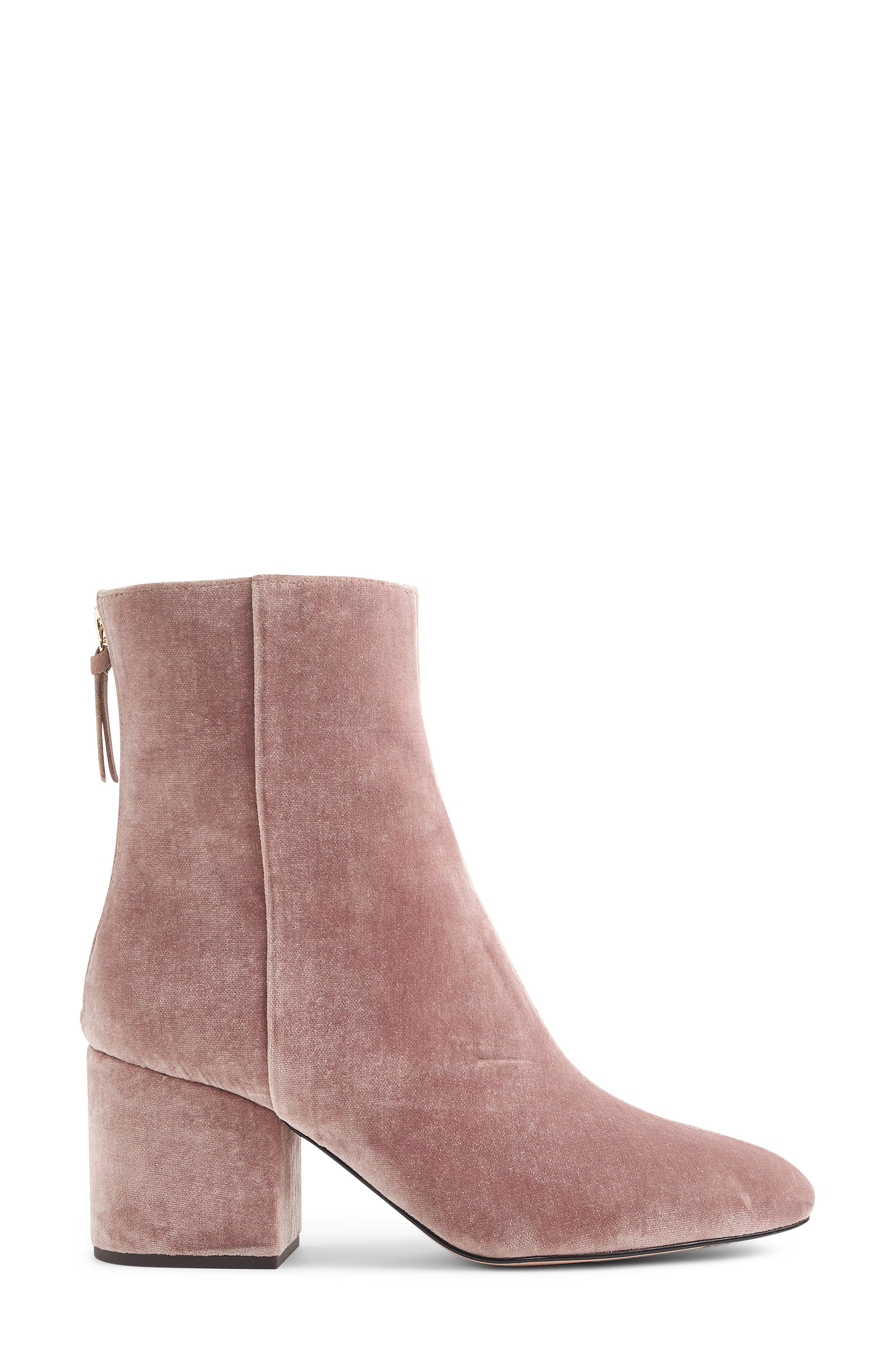 Sadie Velvet Ankle Bootie, Main, color, HEATHER BLUSH FABRIC