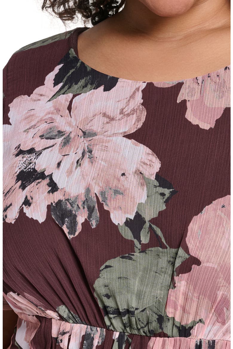 Floral Print Maxi Dress, Alternate, color, COFFEE BEAN MULTI