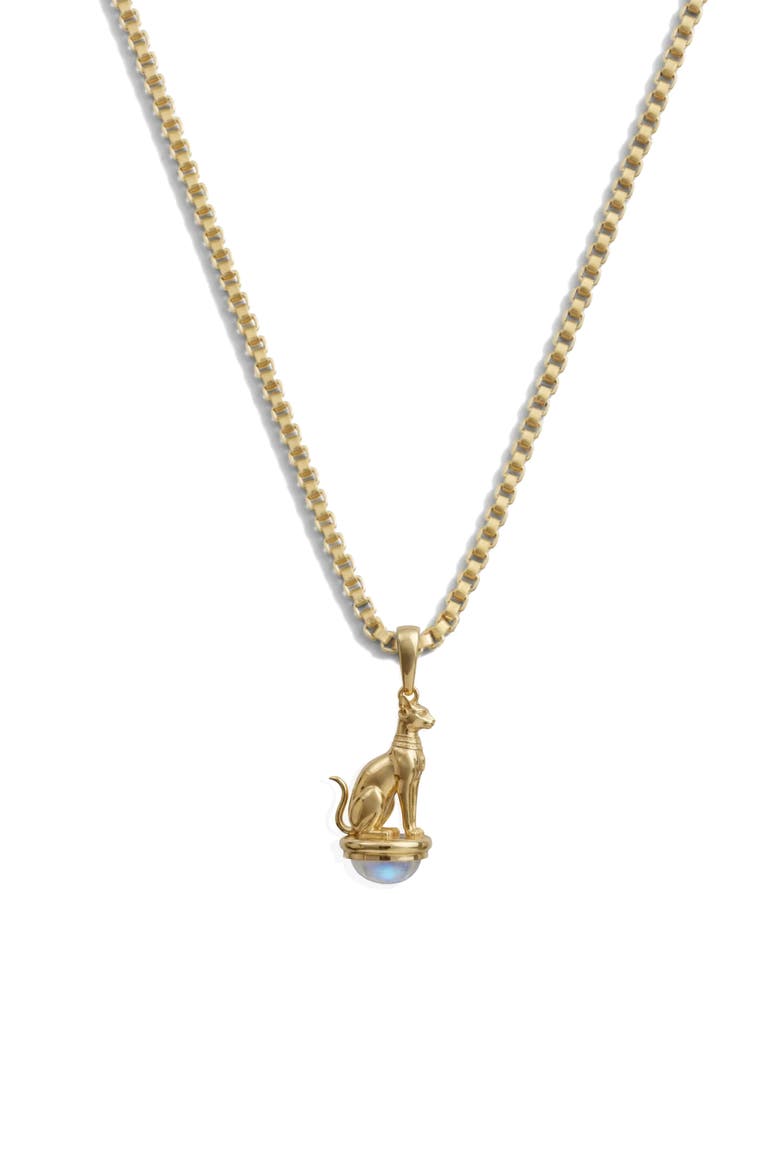 Sacred Cat Cabochon Necklace, Main, color, 14K GOLD VERMEIL