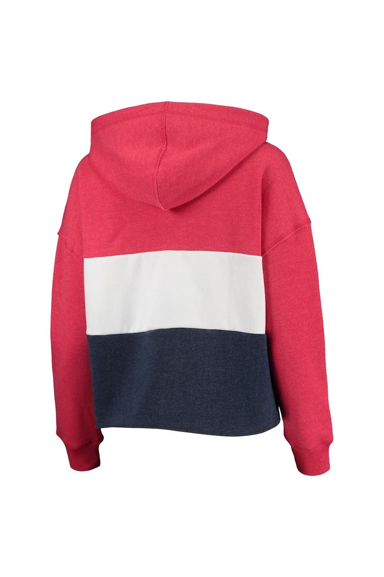 Women's '47 Heathered Red/Heathered Navy Washington Nationals Lizzy Cropped Pullover Hoodie, Alternate, color, Heather Red