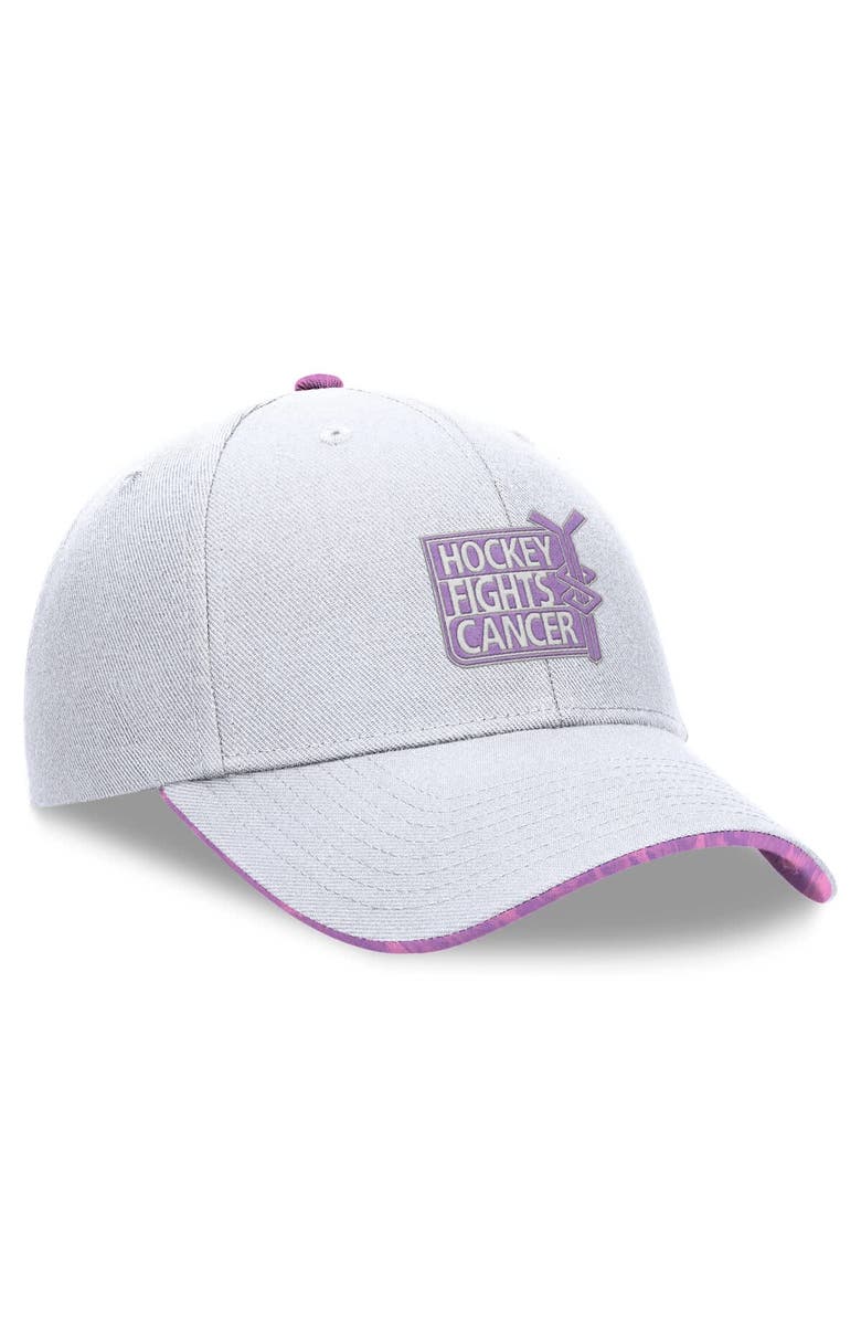 FANATICS Men's Fanatics White NHL Authentic Pro Hockey Fights Cancer Adjustable Hat, Alternate, color, White