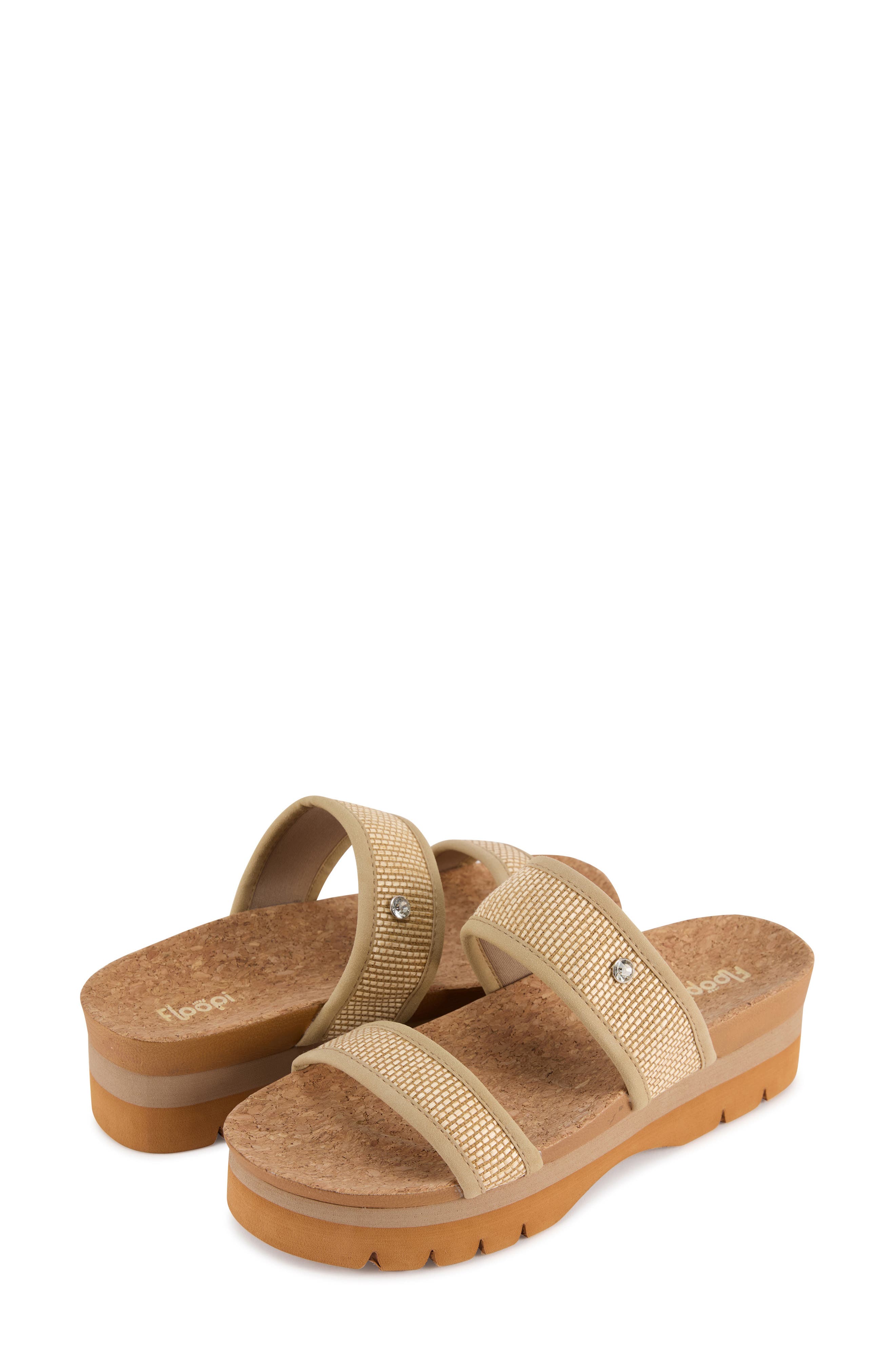 FLOOPI Knit Platform Slide Sandal, Alternate, color, Taupe