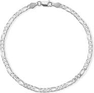 GLAZE JEWELRY Rhodium Plated Sterling Silver Figaro Chain Bracelet