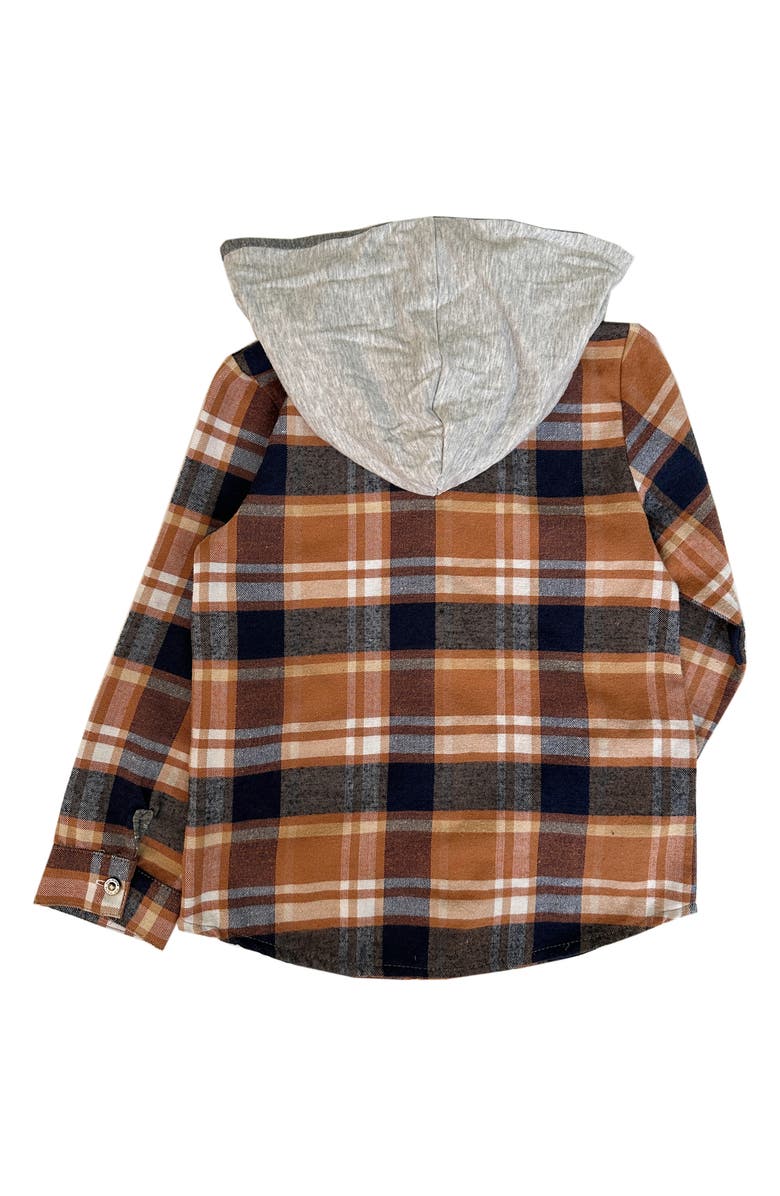 Miki Miette Kids' Mateo Plaid Hooded Cotton Button-Up Shirt, Alternate, color, 