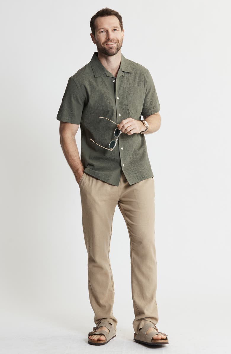 JACHS Suffolk Seersucker Camp Shirt, Alternate, color, Olive