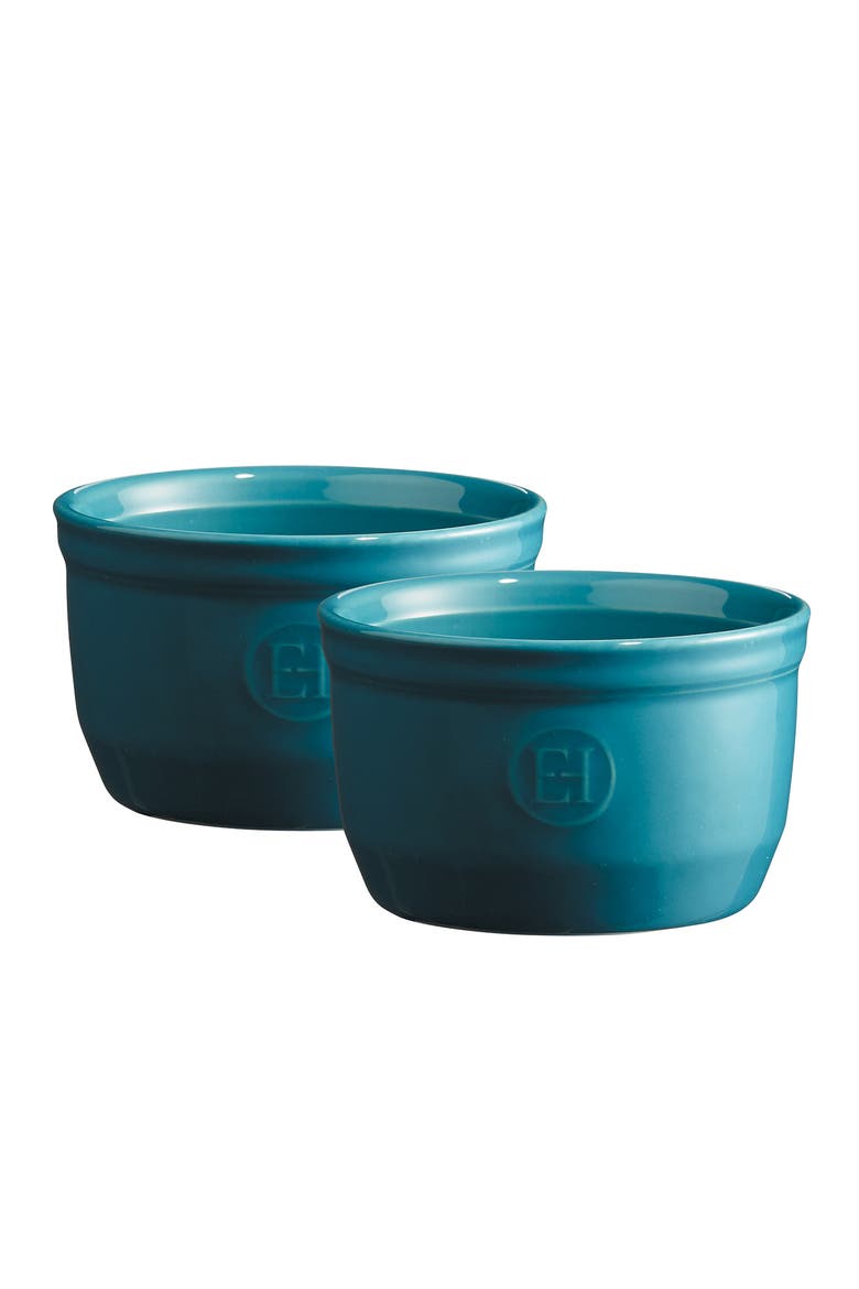 Made in France 8.5 oz Ramekin, Set of 2, 4" by 2.5", Main, color, Mediterranean Blue
