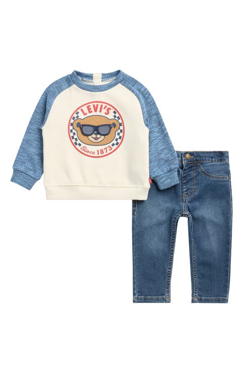 Moto Logo Baseball T-Shirt & Skinny Jeans Set (Baby)