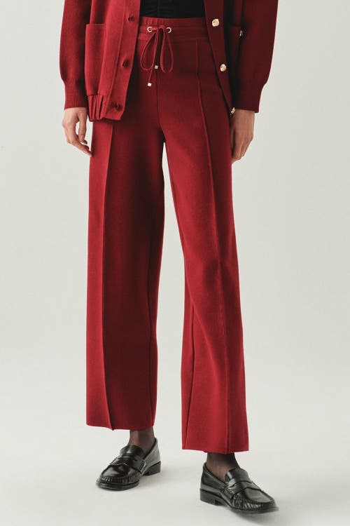 Exquise Drawstring Knitted Trousers In Red