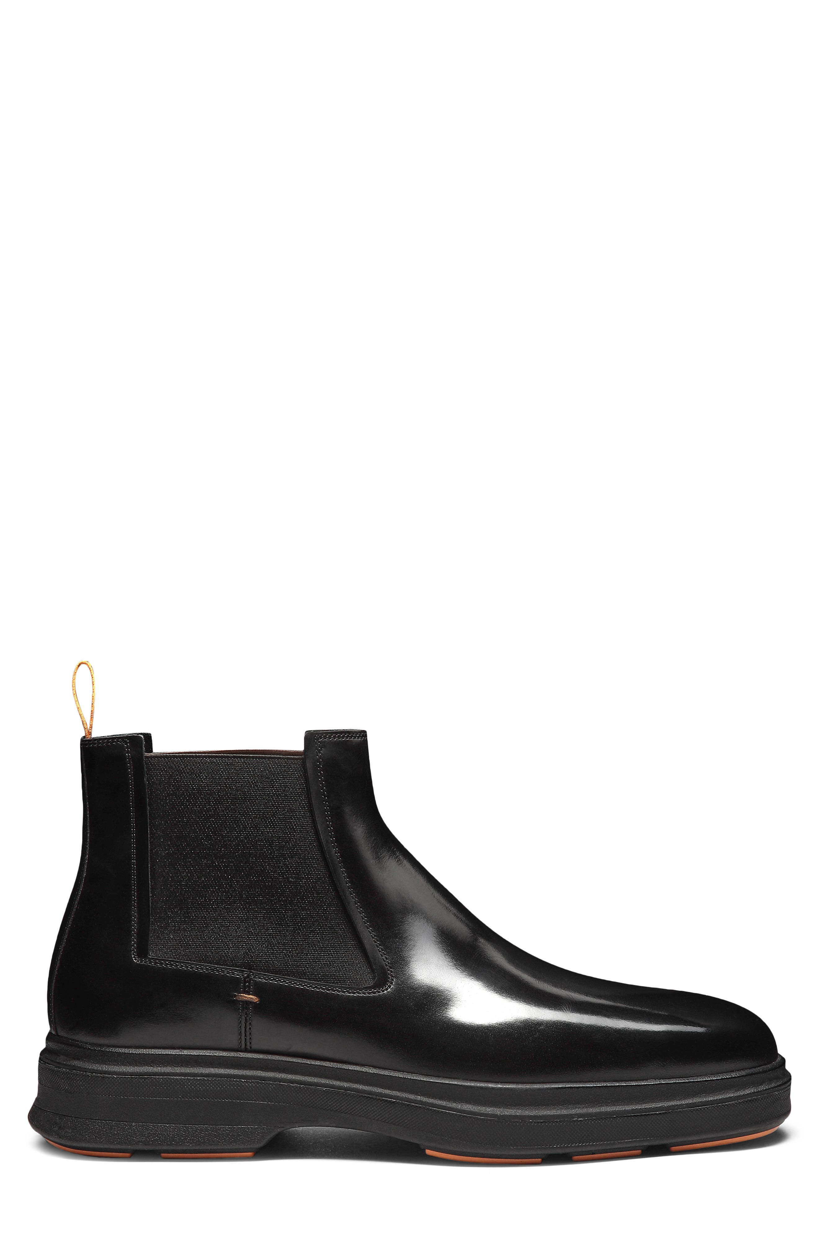 Santoni Lug Sole Chelsea Boot, Alternate, color, Black-N01