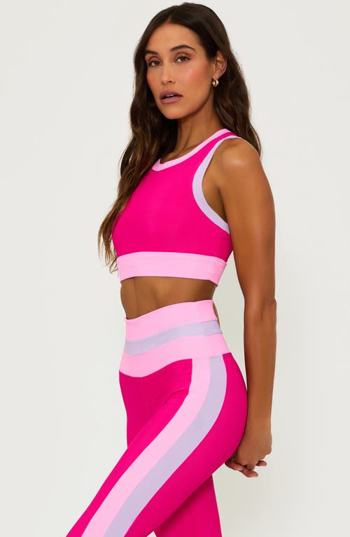 Beach Riot Gwen Colorblock Racerback Sports Bra In Raspberry