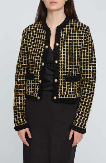 Elie Tahari The Alexis Metallic Grid Cardigan