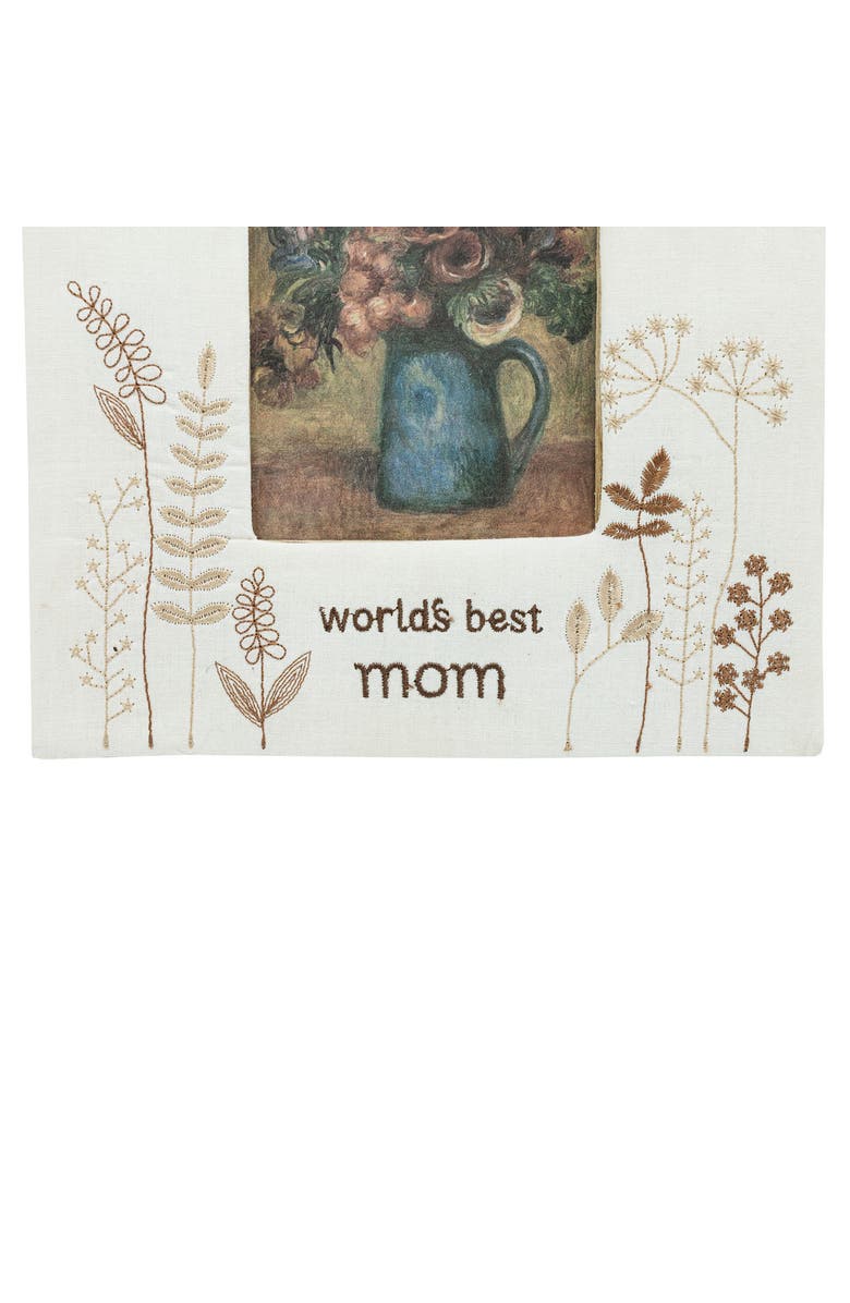 Foreside Home and Garden 6"H x 4"W Best Mom Floral Brown Photo Frame, Alternate, color, White
