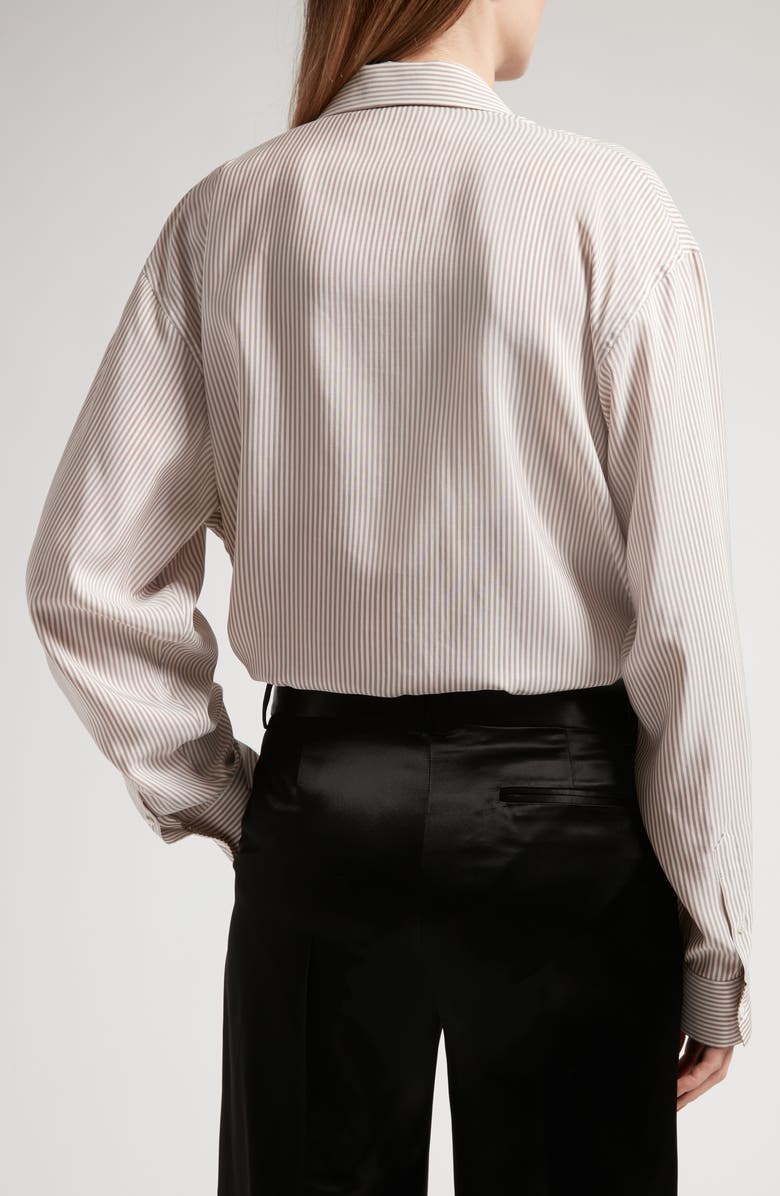 The Row Valene Oversize Stripe Silk Button-Up Shirt, Alternate, color, 
