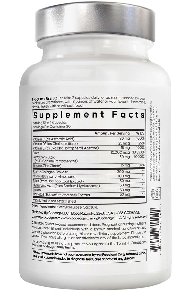 Amen Hair Vitamins, 10,000 mcg Biotin, Collagen Supplement, Alternate, color, White