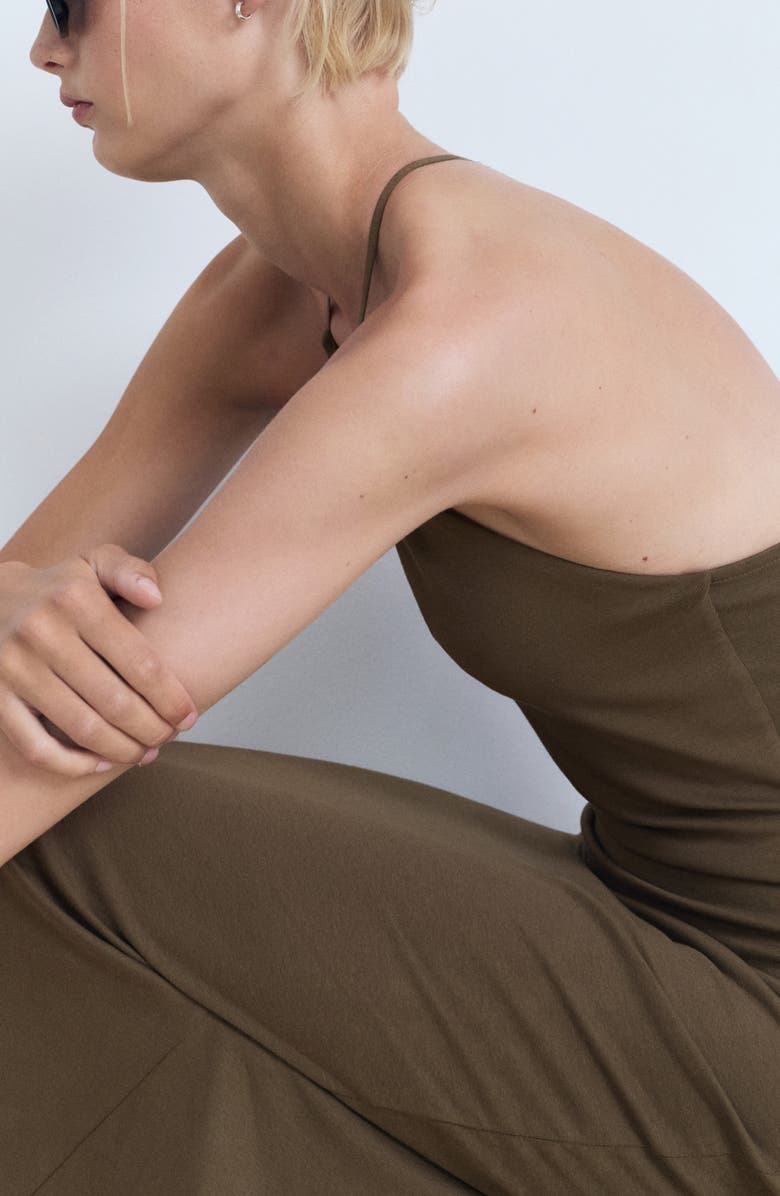 MANGO Sleeveless Midi Dress, Alternate, color, Khaki Green