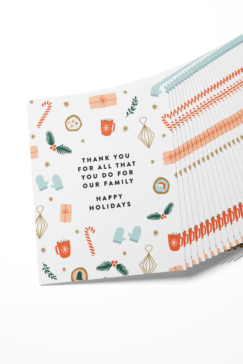 Holiday Thank You Boxed Set of 8 Cards, Alternate, color, Red Envelope