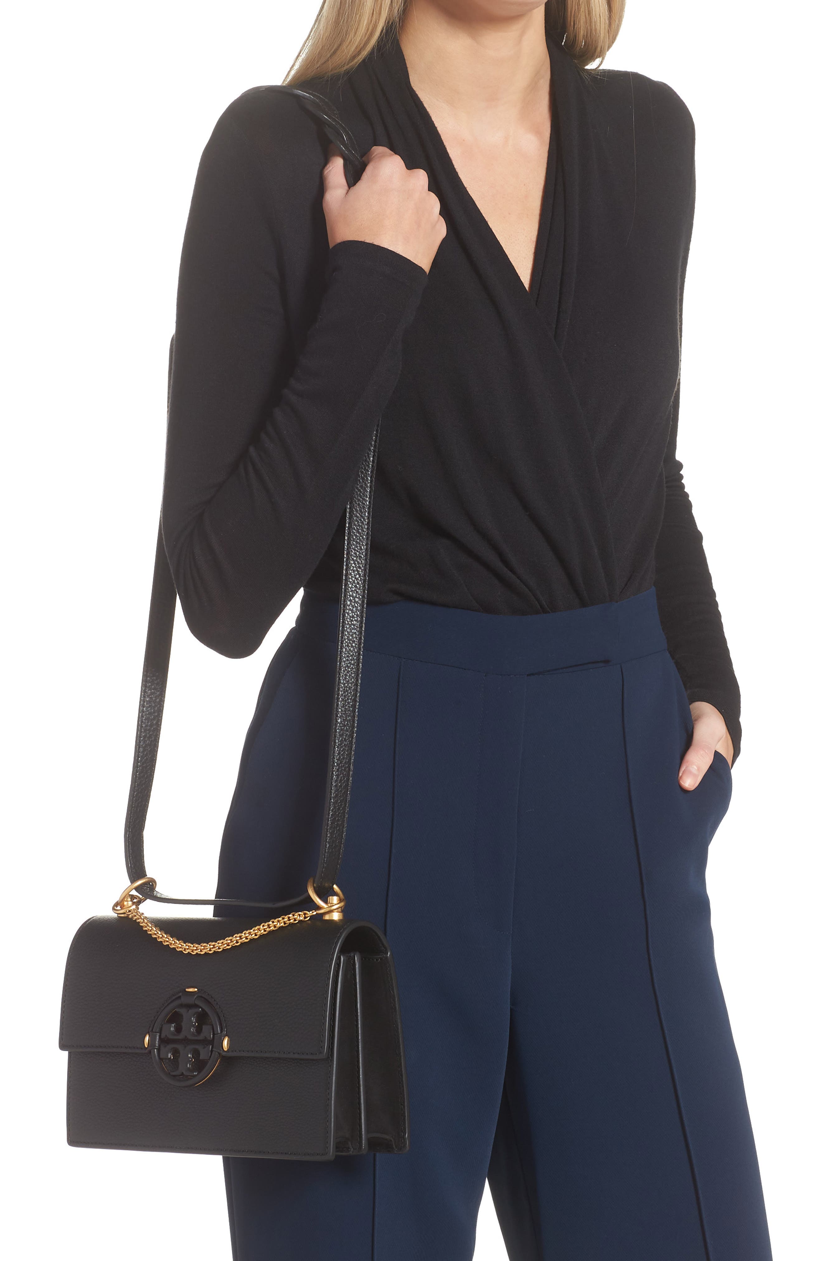 Tory Burch Miller Small Leather Flap Shoulder Bag, Alternate, color, 