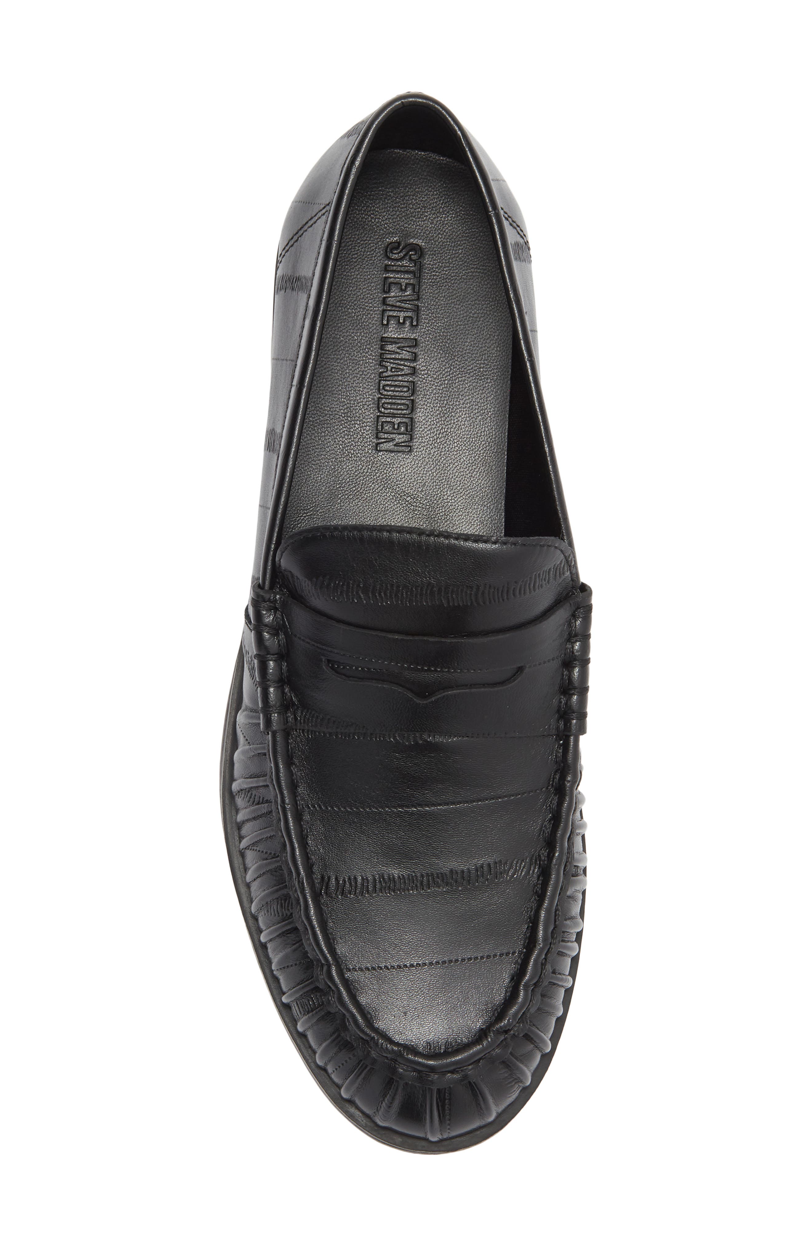Steve Madden Hartly Leather Loafer, Alternate, color, Black Crinkle