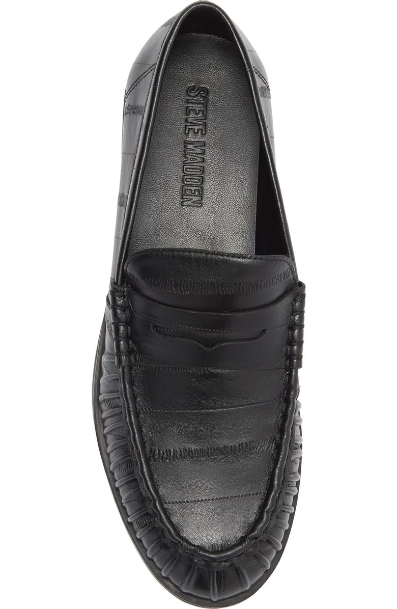 Steve Madden Hartly Leather Loafer, Alternate, color, Black Crinkle