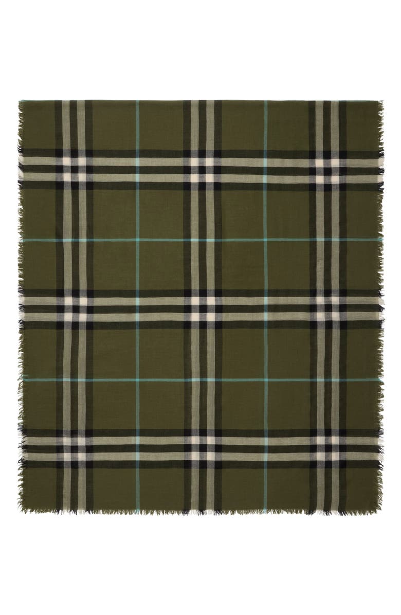 Burberry Giant Check Lightweight Wool Scarf, Main, color, Pea