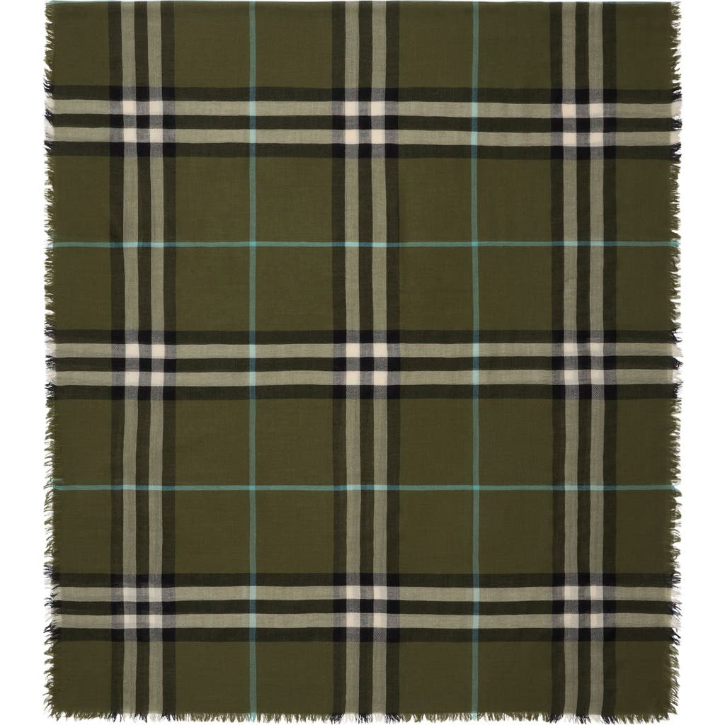 Burberry Giant Check Lightweight Wool Scarf In Green