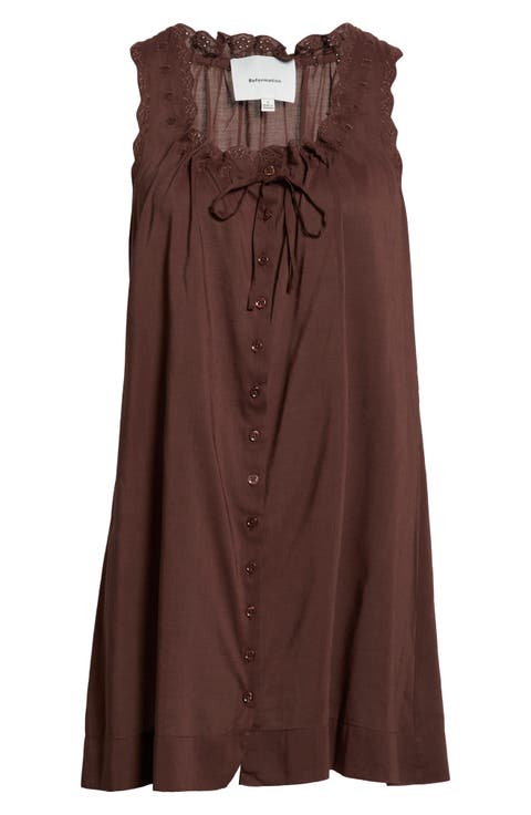 Holly Eyelet Trim Organic Cotton Blend Nightgown