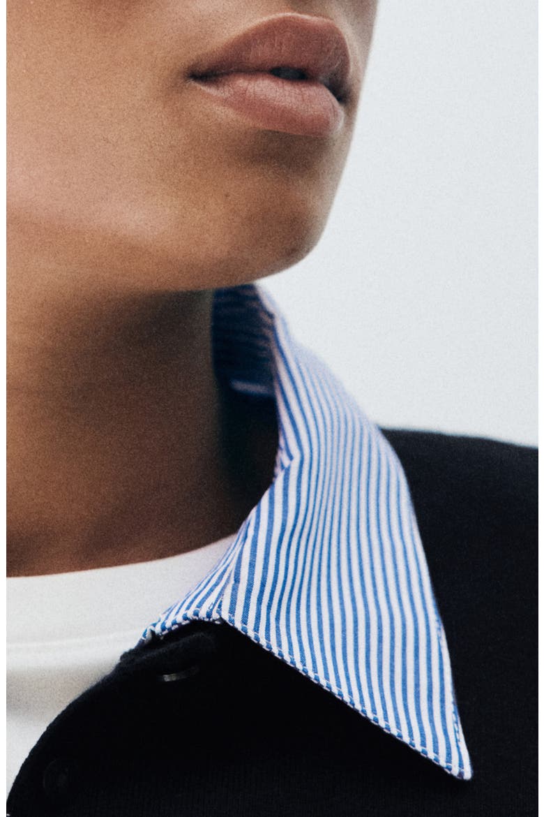 Stripe Collar Polo Sweater, Alternate, color, DARK NAVY