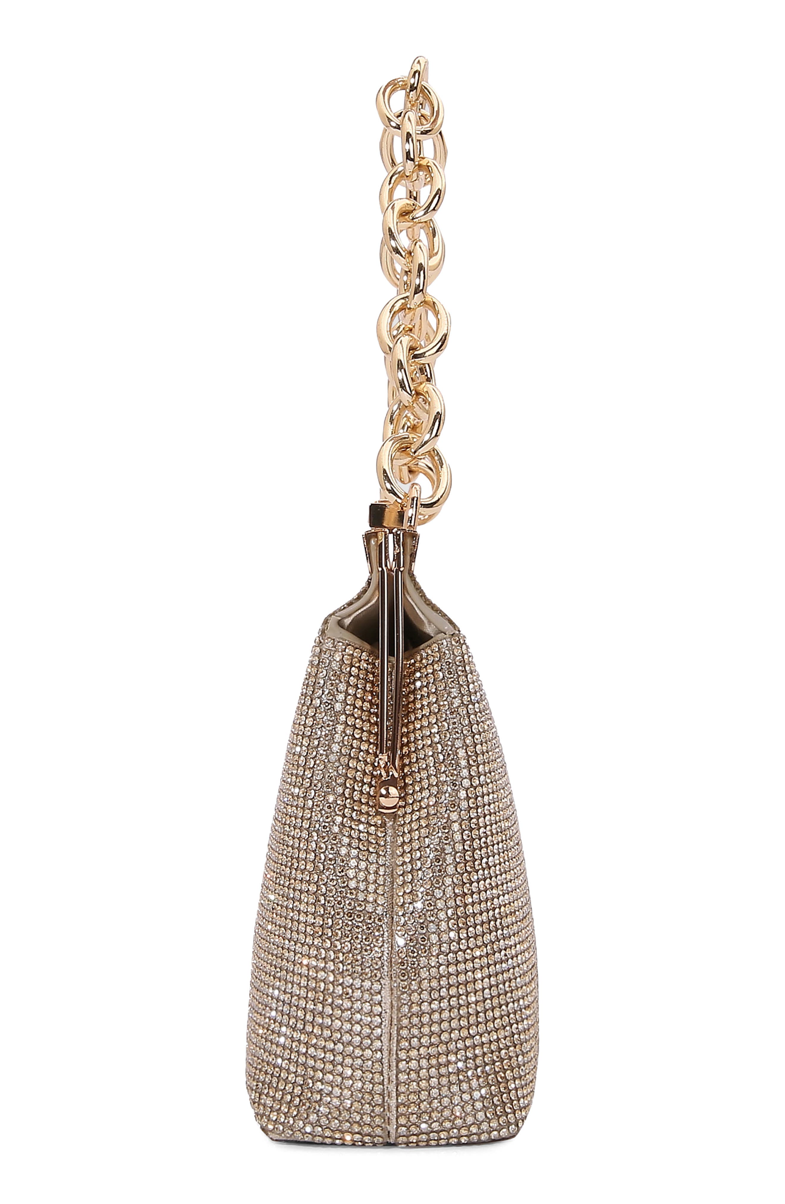 Rhinestone Chain Handbag, Alternate, color, GOLD