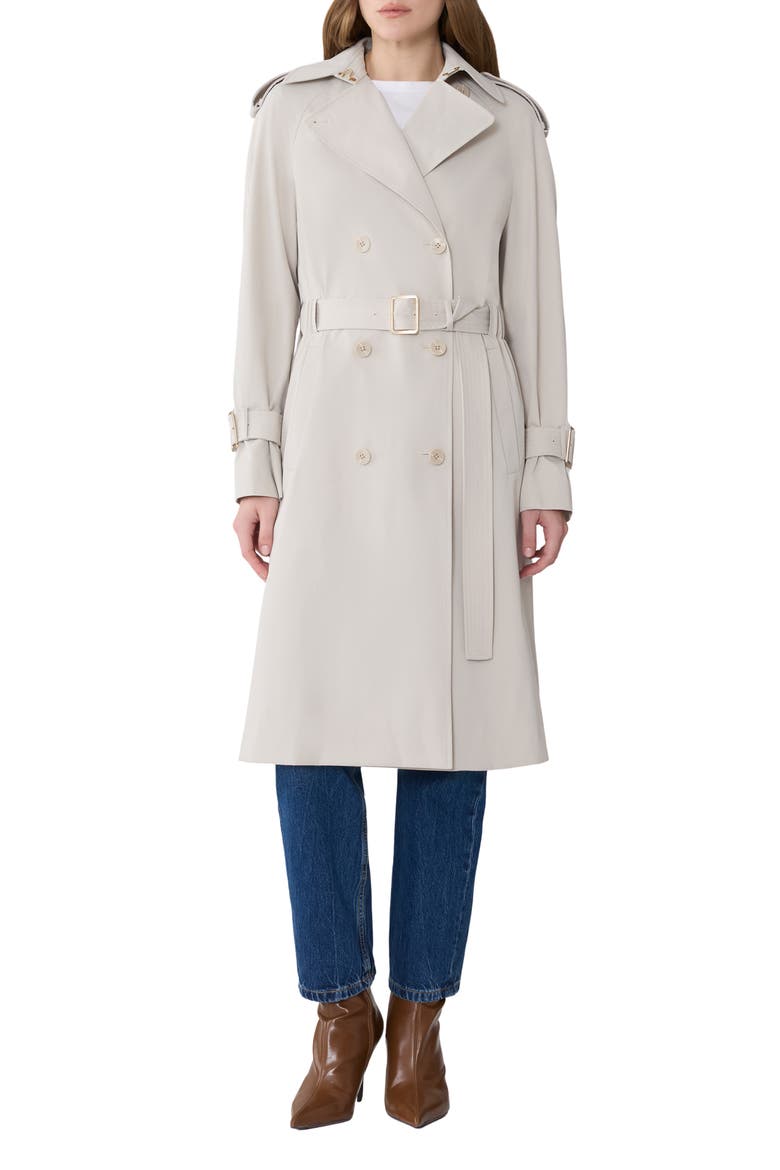 Becky Double Breasted Trench Coat, Main, color, LIGHT OAK