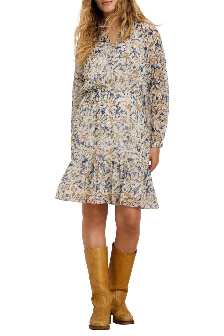 Bloomsbury Long Sleeve Chiffon Dress, Main, color, NEUTRAL MULTI