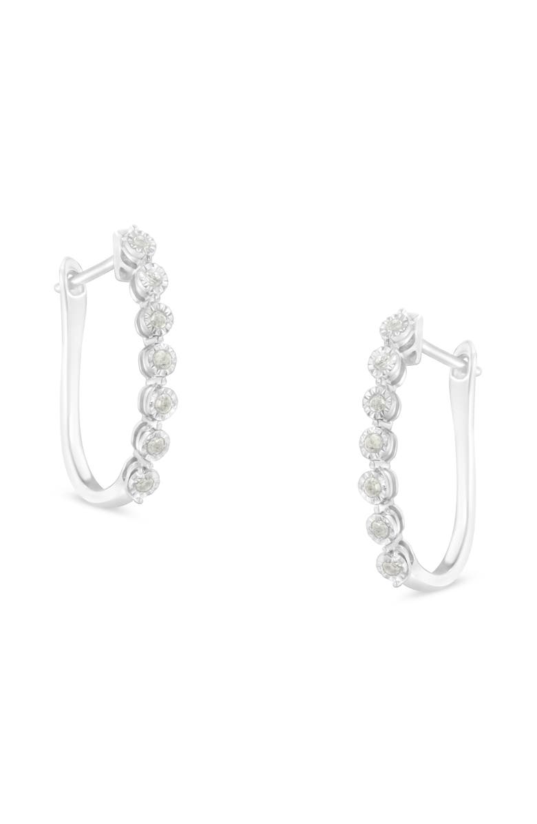 Haus of Brilliance Silver 1/2 Ct Miracle-Set Diamond 7 Stone Hoop Earrings, Alternate, color, White