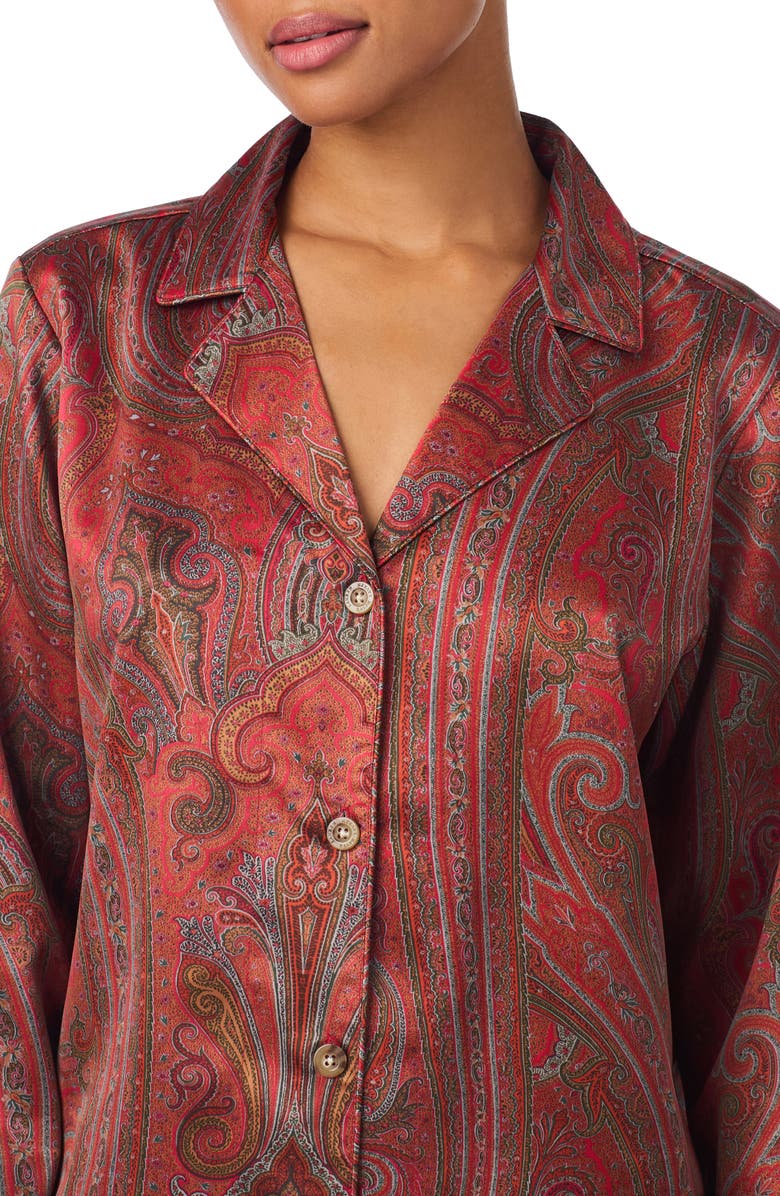 Lauren Ralph Lauren Printed Satin Pajamas, Alternate, color, Red/ Paisley