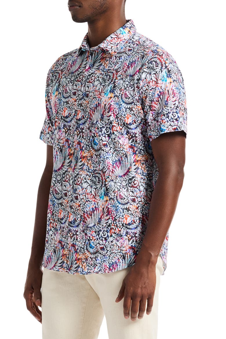 Alan Short Sleeve Stretch Cotton Button-Up Shirt, Alternate, color, BLUE