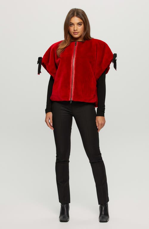 Gorski Shearling Lamb Jacket, Short Sleeve In Red