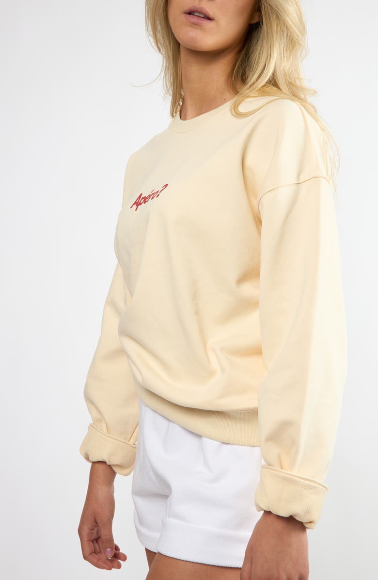 Viens Avec Moi The Apéro? Cotton Graphic Sweatshirt, Alternate, color, Cream