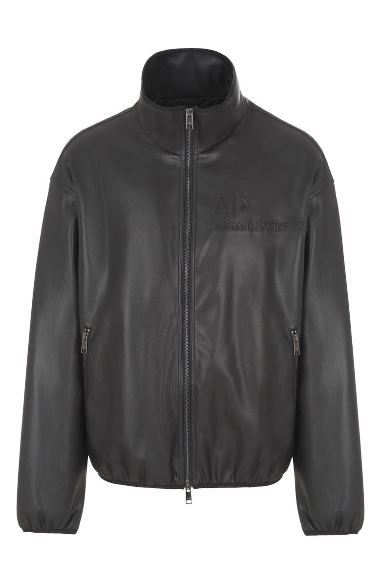 Armani Exchange Logo Embroidery Faux Leather Jacket, Alternate, color, 
