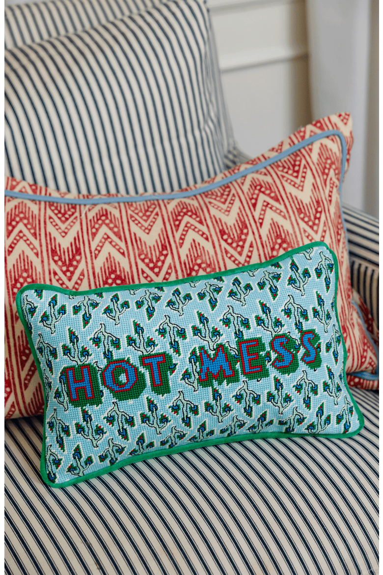 Hot Mess Needlepoint Pillow, Alternate, color, Hot Mess