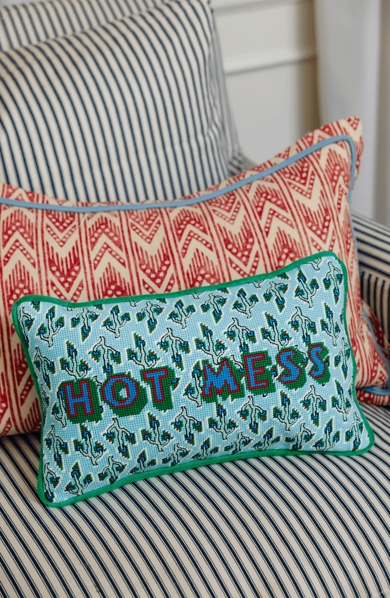 Furbish Studio Hot Mess Needlepoint Pillow, Alternate, color, Hot Mess