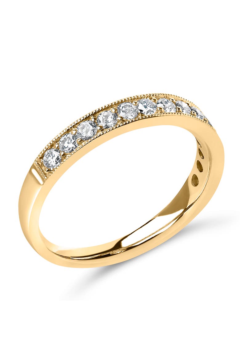 14K Gold 1/2 Cttw Round Diamond Milgrain Wedding Band, Alternate, color, Yellow