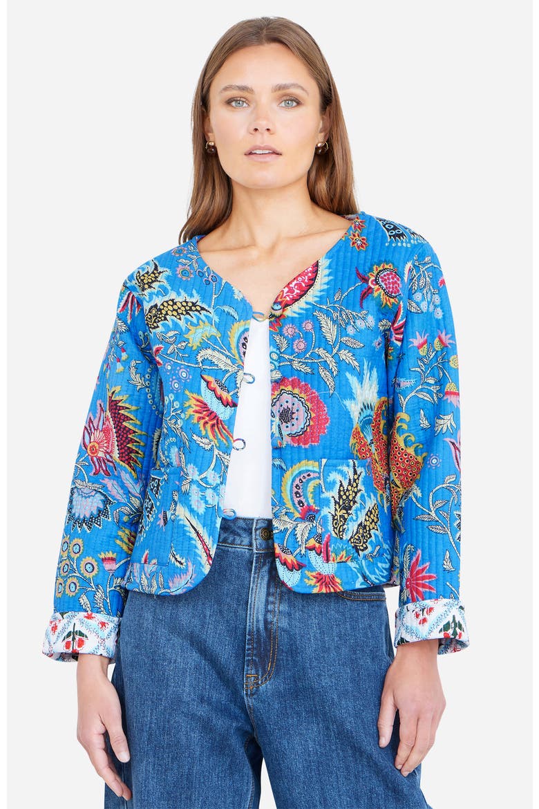 Boho Cotton Reversible Quilted Jacket, Alternate, color, Blue