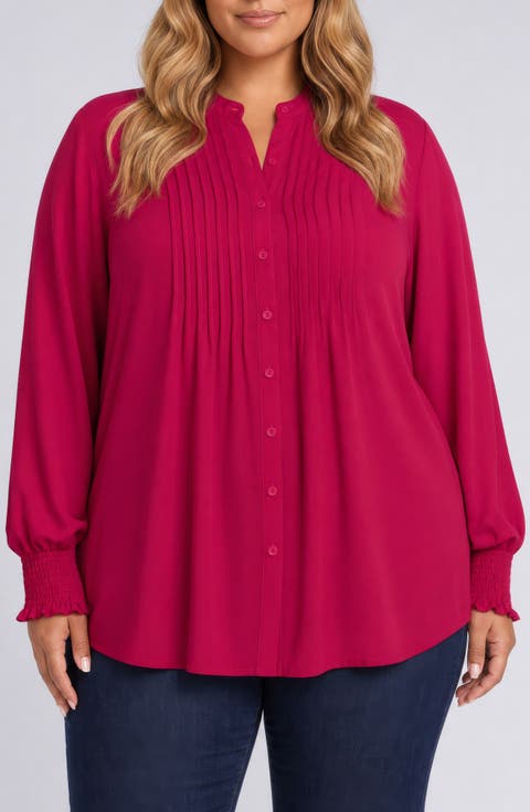 Pleat Smocked Peasant Blouse