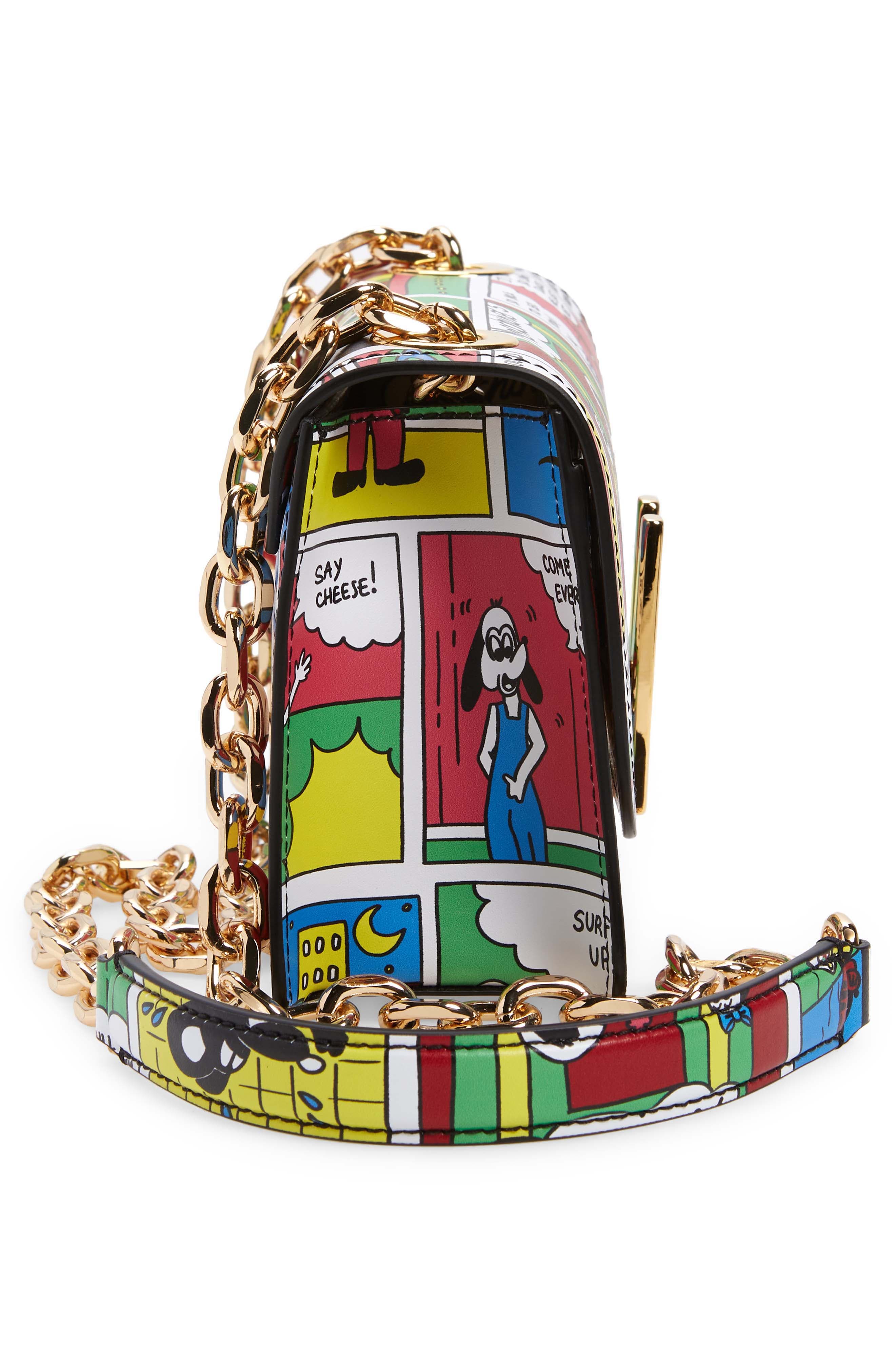 Moschino Comic Leather Shoulder Bag, Alternate, color, 