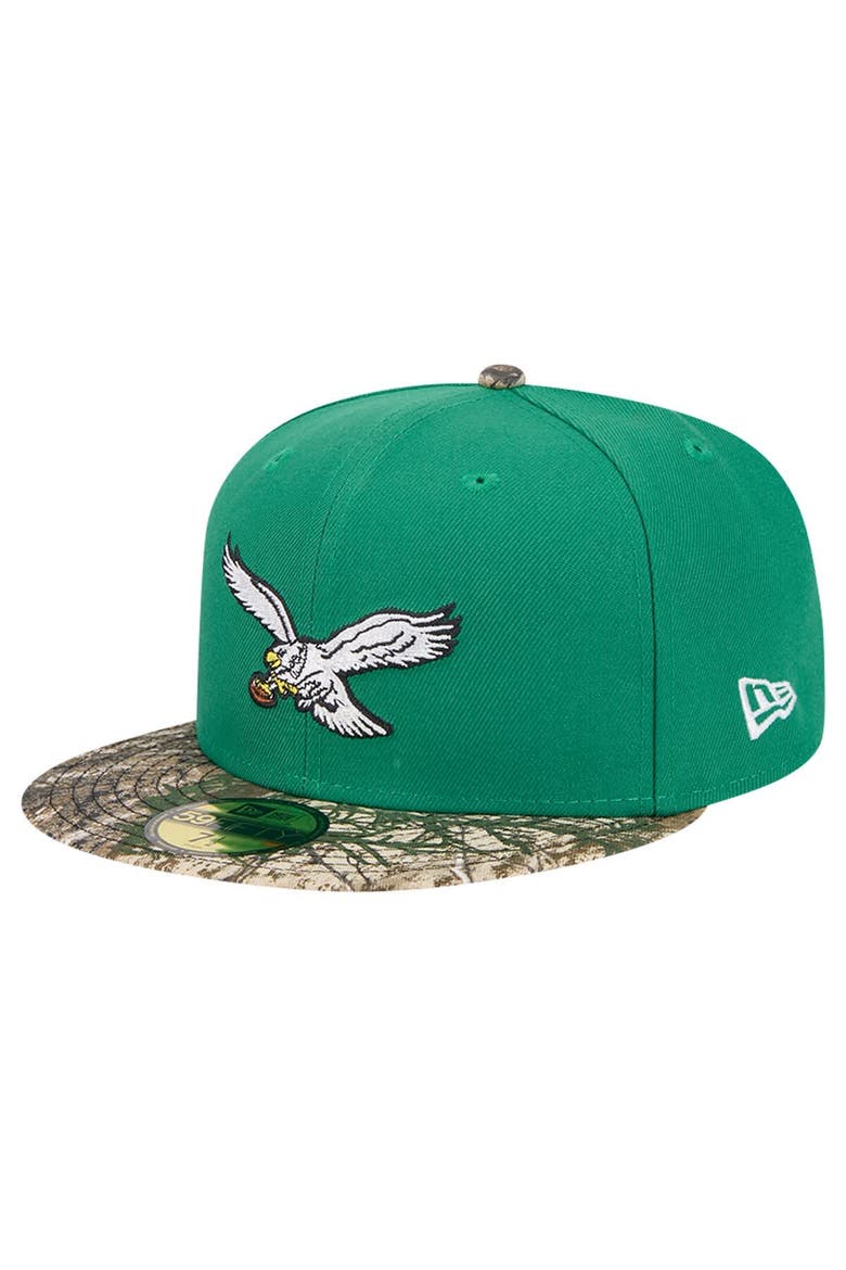 Men's New Era Kelly Green Philadelphia Eagles Active Two-Tone Camo 59FIFTY Fitted Hat, Main, color, Kelly Green
