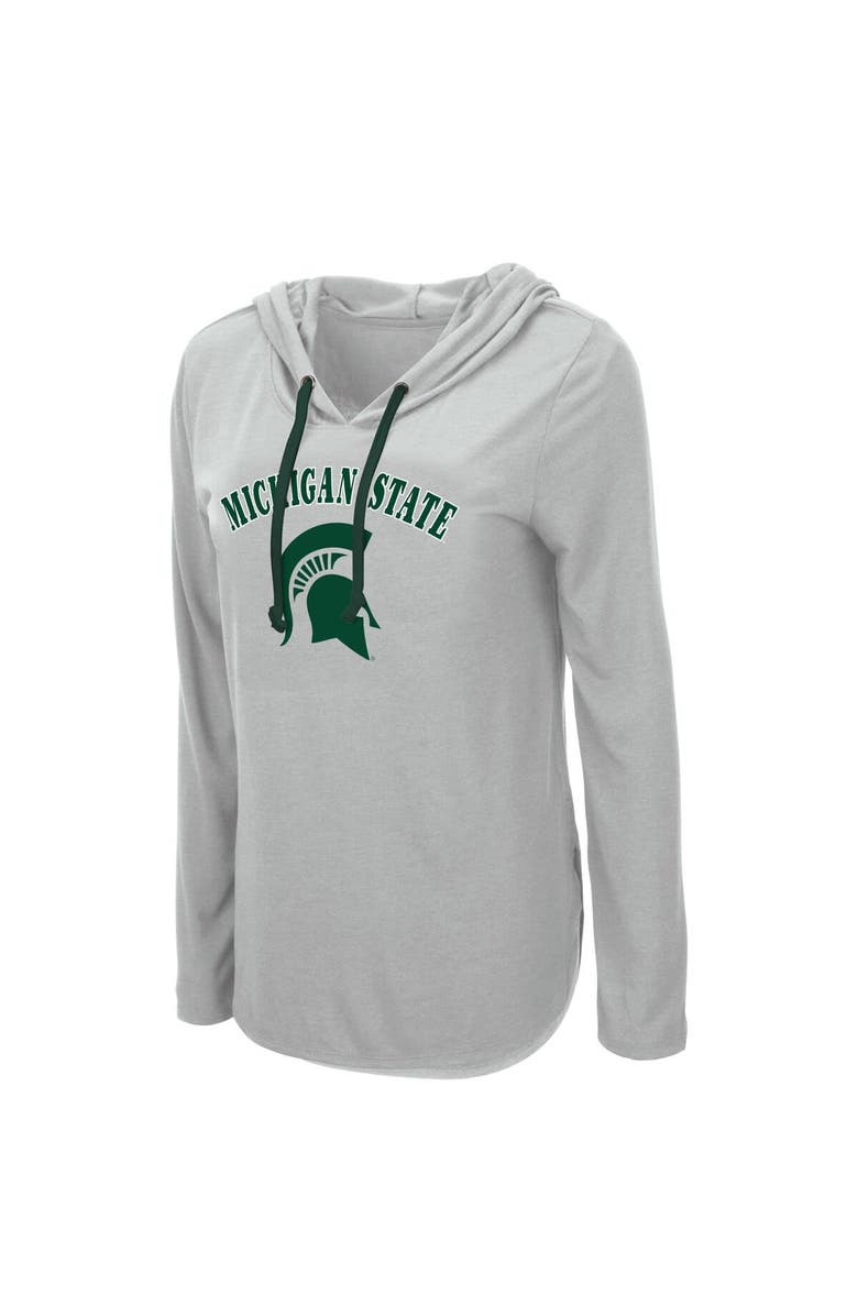 COLOSSEUM Women's Colosseum Heather Gray Michigan State Spartans My Lover Lightweight Hooded Long Sleeve T-Shirt, Alternate, color, Heather Gray