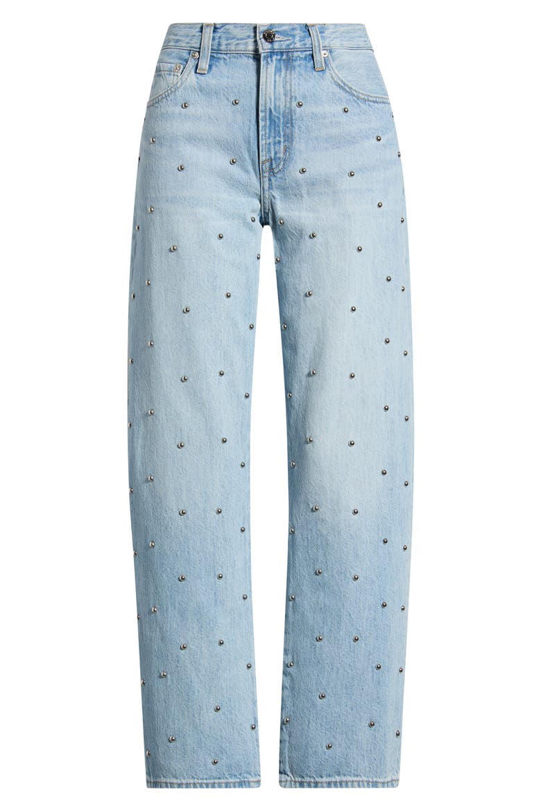 Lexi Distressed Studded Crop Barrel Jeans, Alternate, color, ARIES