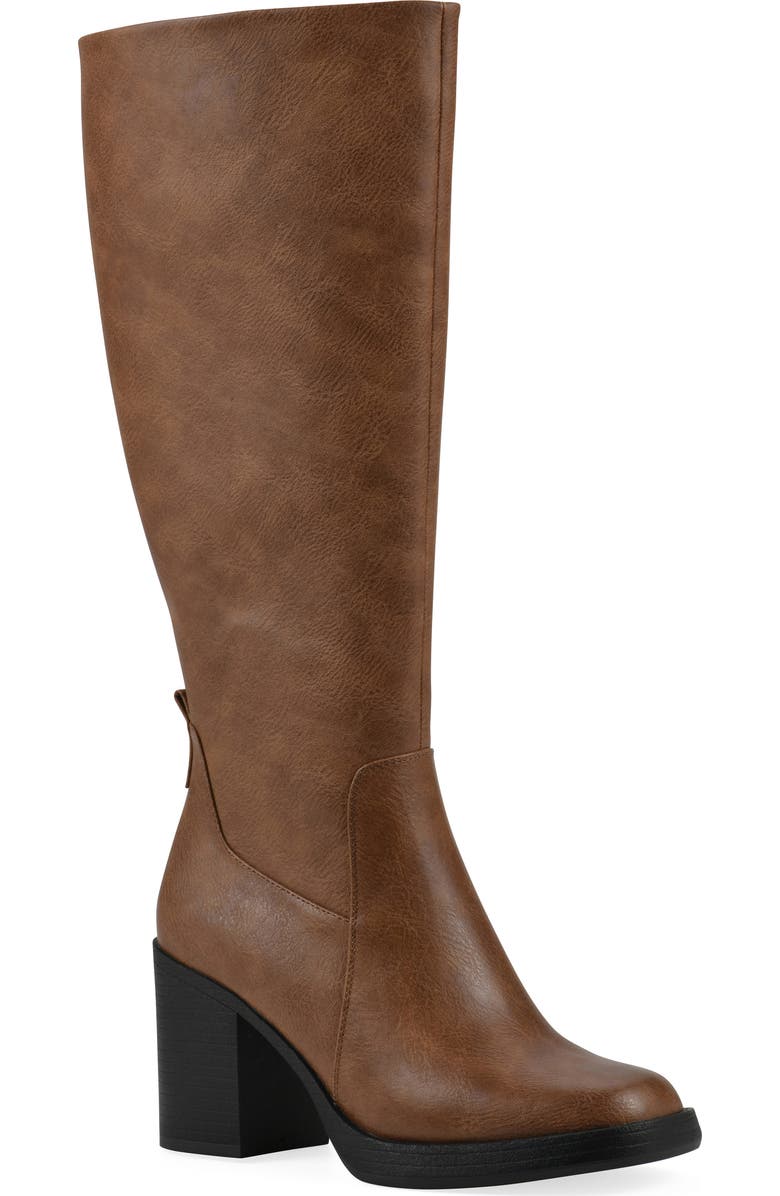 White Mountain Footwear Mackle Tall Shaft Block Heel Boot, Main, color, Dark Natural/ Smooth