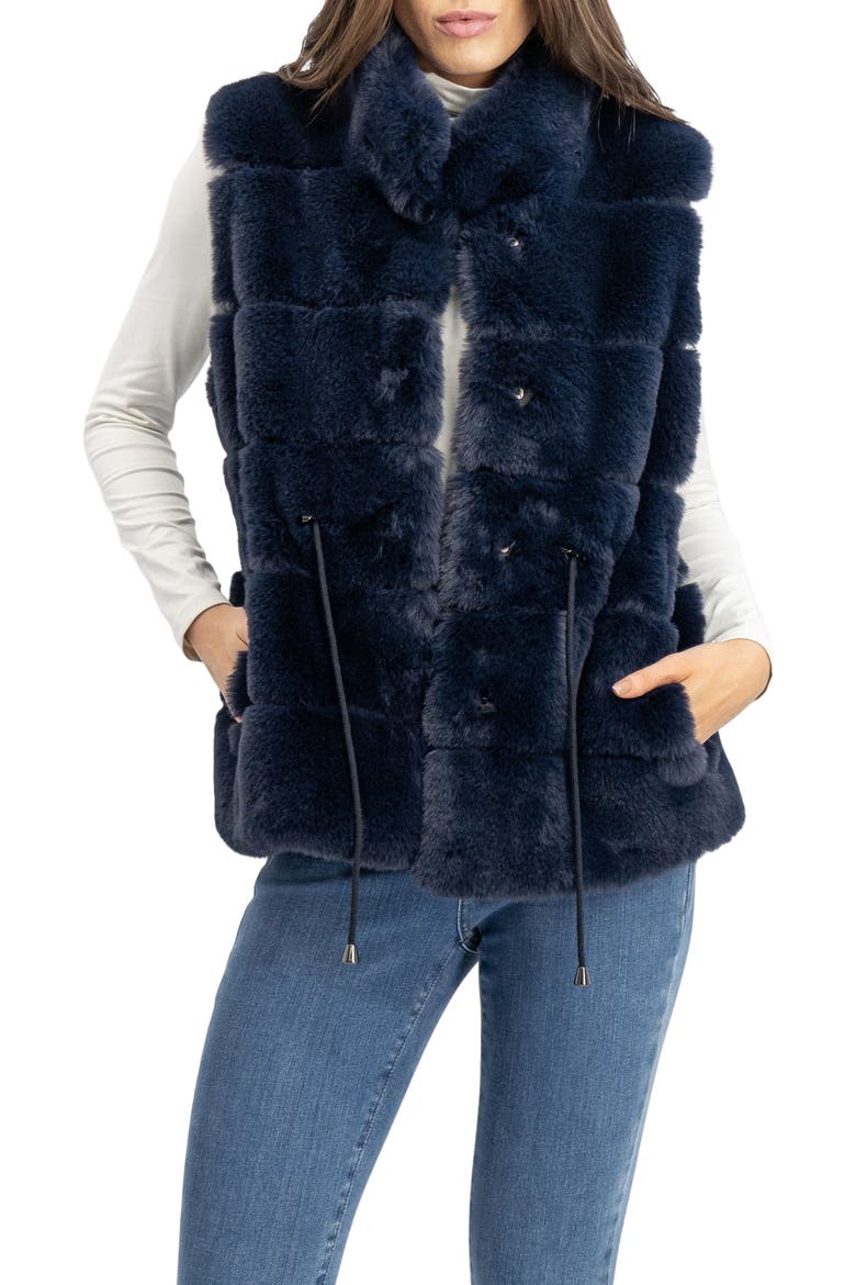 Fur-Free Rex Rabbit (Faux Fur) Vest, Main, color, NAVY