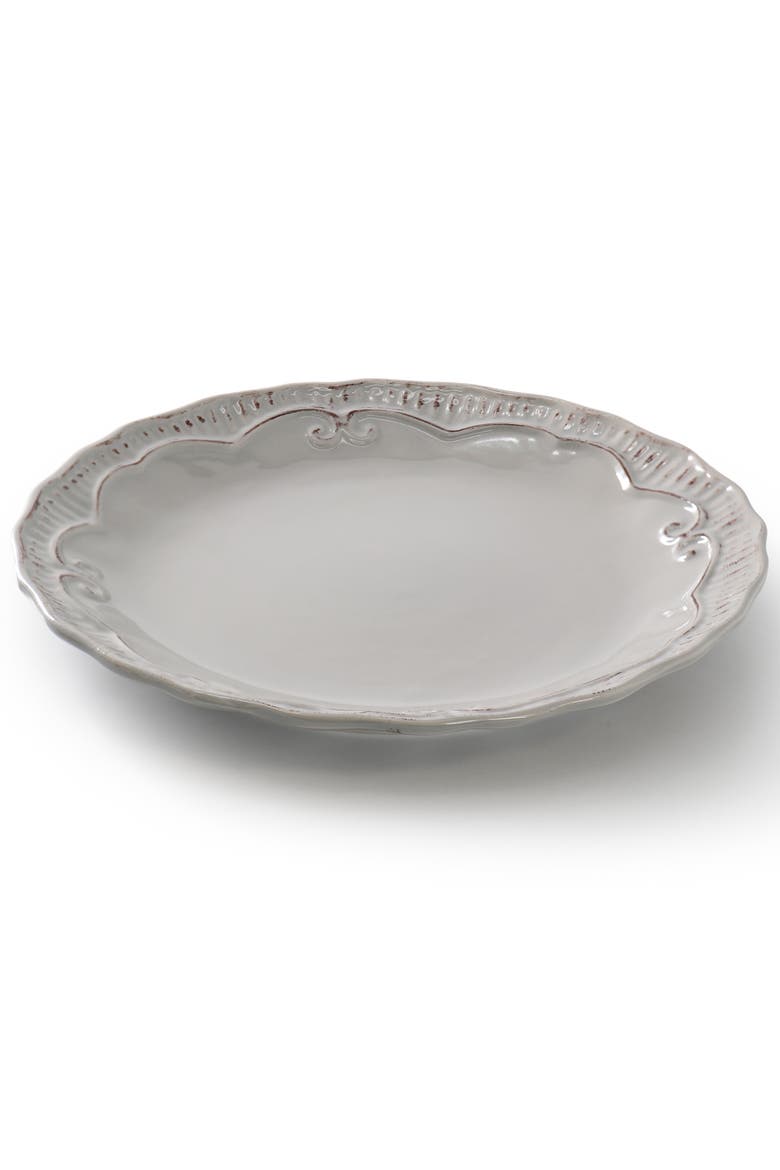 6 piece 11 Inch Stoneware Embossed Dinner Plate Set, Alternate, color, Grey