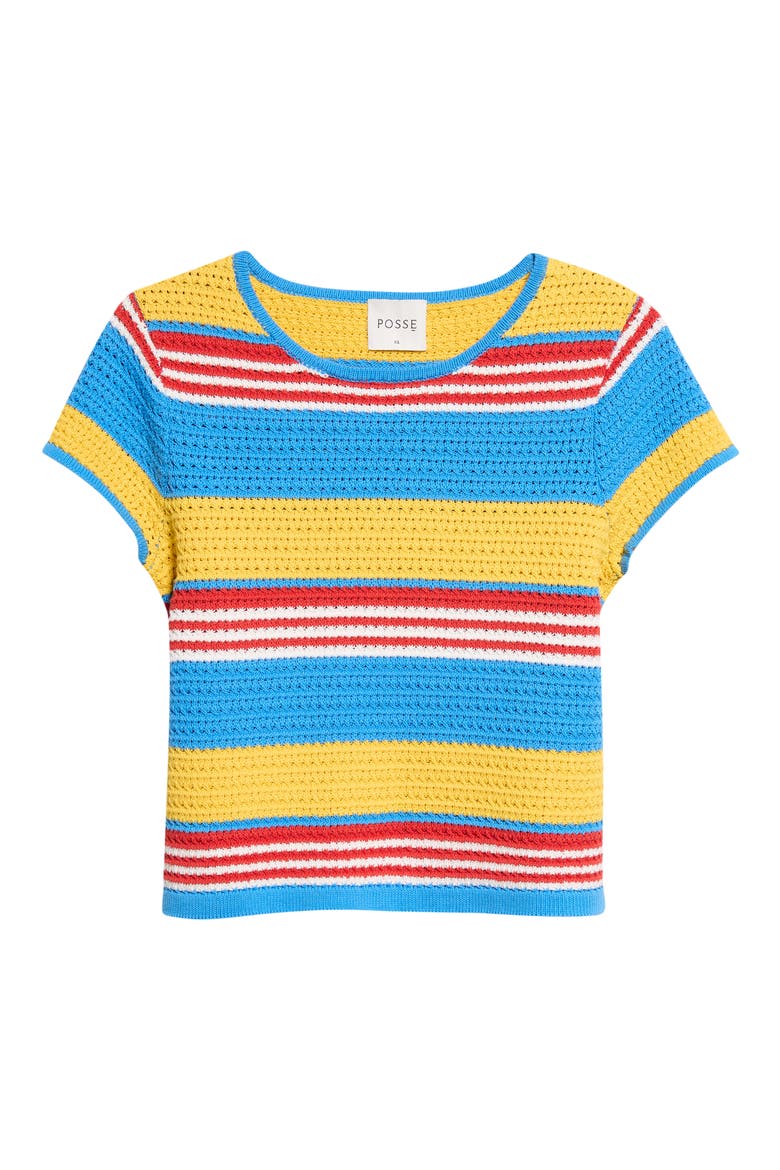 Tammy Striped Cotton Baby T-Shirt, Main, color, BLUE MULTISTRIPE