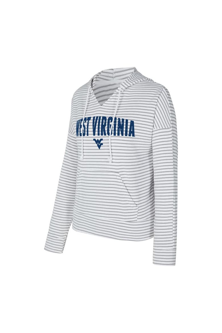 Men's Concepts Sport  White/Gray West Virginia Mountaineers French Terry Striped V-Neck Pullover Hoodie, Alternate, color, White